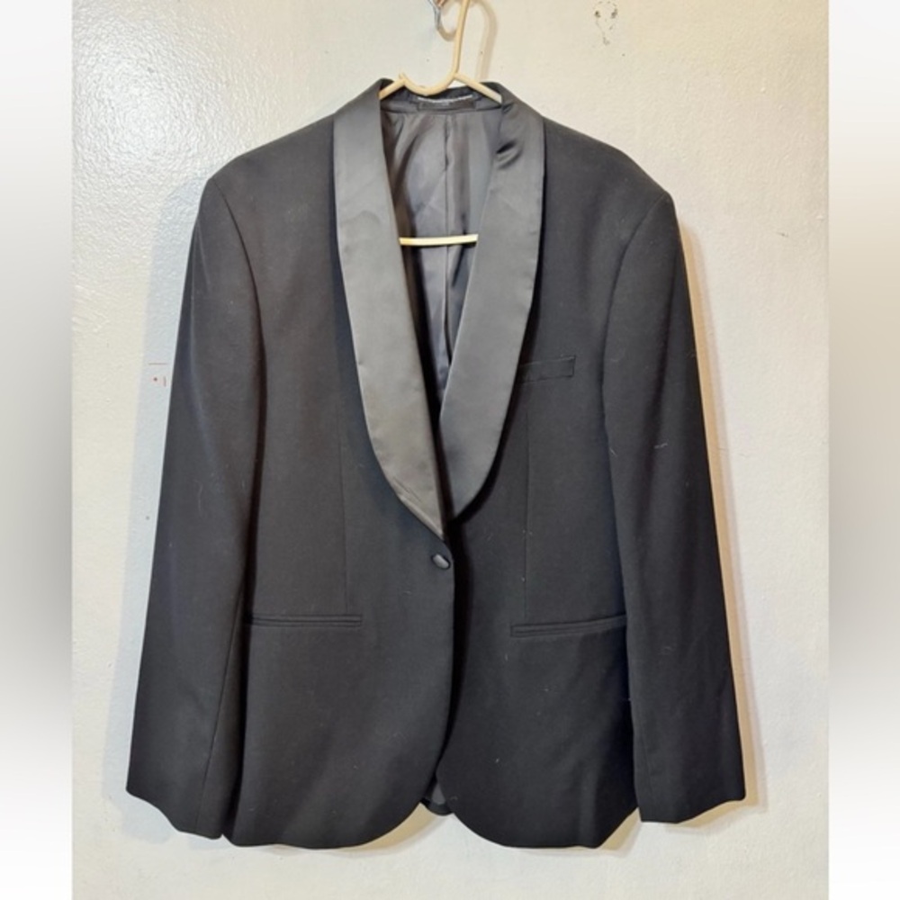 H&M Black Tuxedo Blazer Slim Fit Jacket 42R Shawl Lapel Wedding